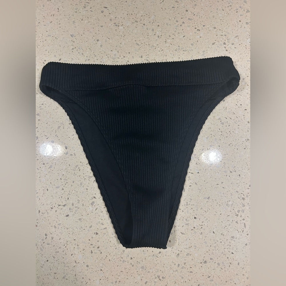 Hollister Black High Waisted Ribbed Bikini Bottom